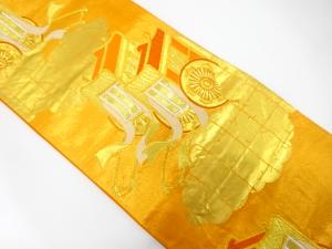 雲に御所車模様織り出し　袋帯